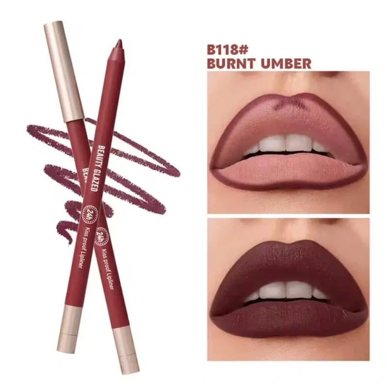 Beauty Glazed Waterproof & Long Lasting Lip Liner – B118 Burnt Umber
