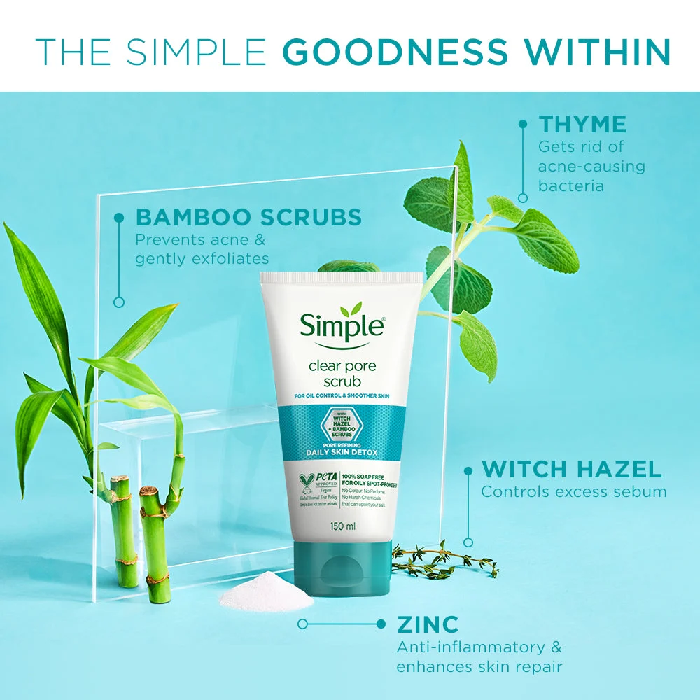 Simple Daily Skin Detox Clear Pore Facial Scrub 150ml - Image 2