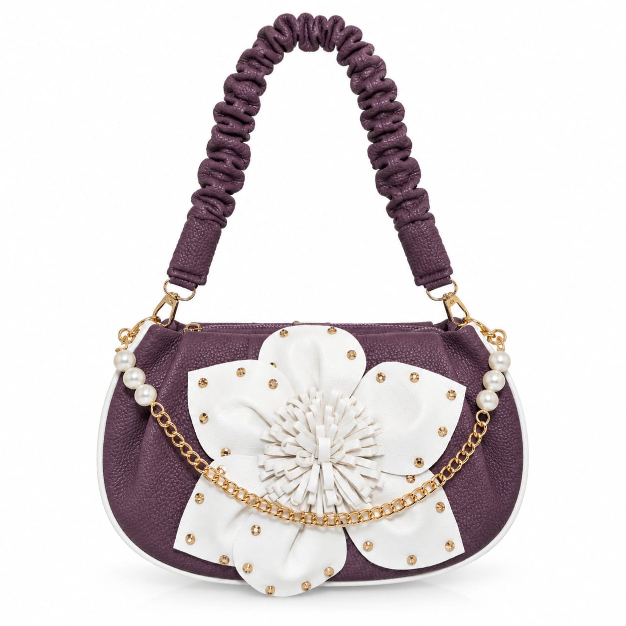 Wedding Pearl Flower Bag – Plum Purple 0.1