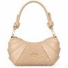 Golden Carriage Ruched Side Leatherette Bag-Light Beige
