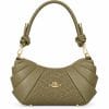 Golden Carriage Ruched Side Leatherette Bag-Olive Green