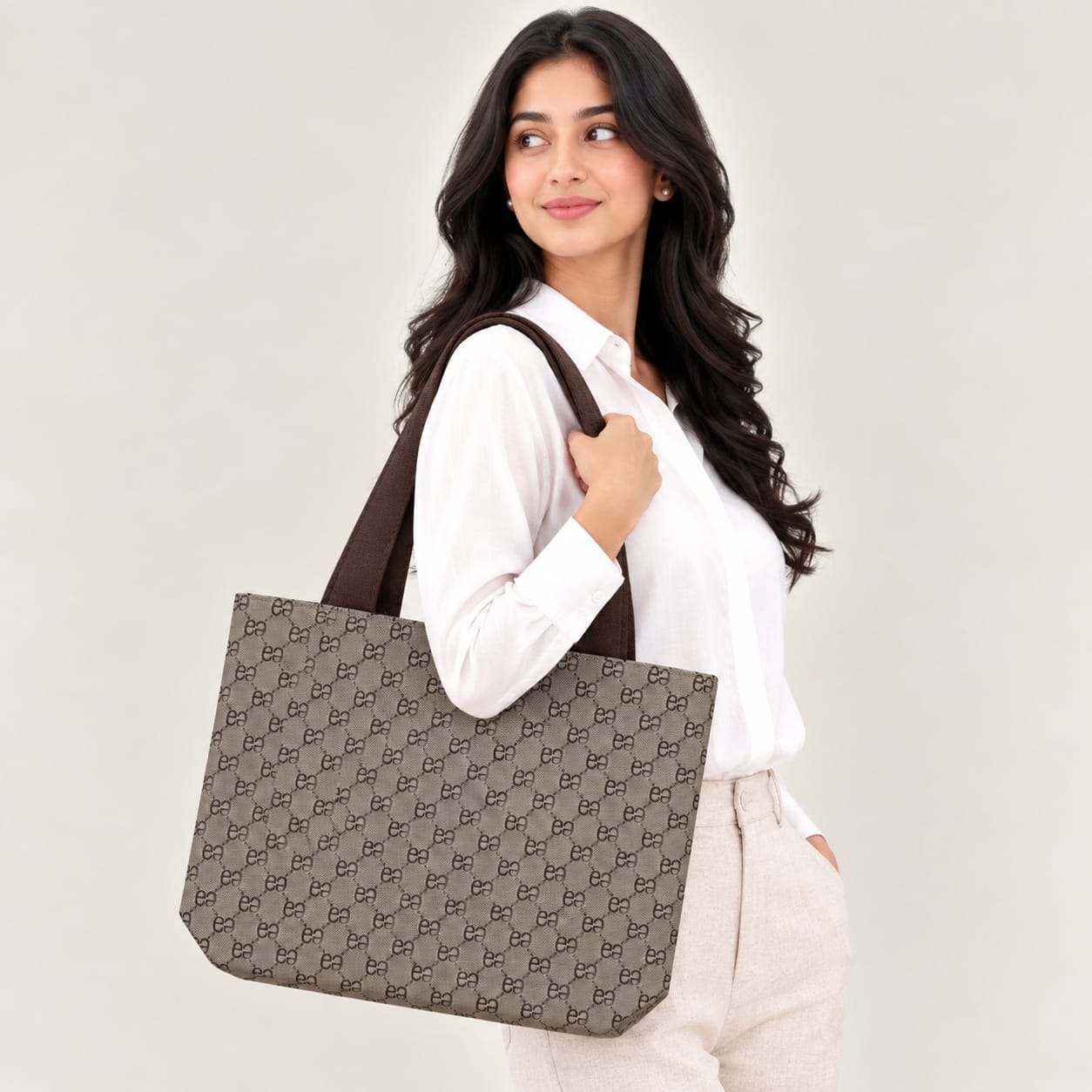 Classic Monogram Tote bag – Mocha Brown - Image 2