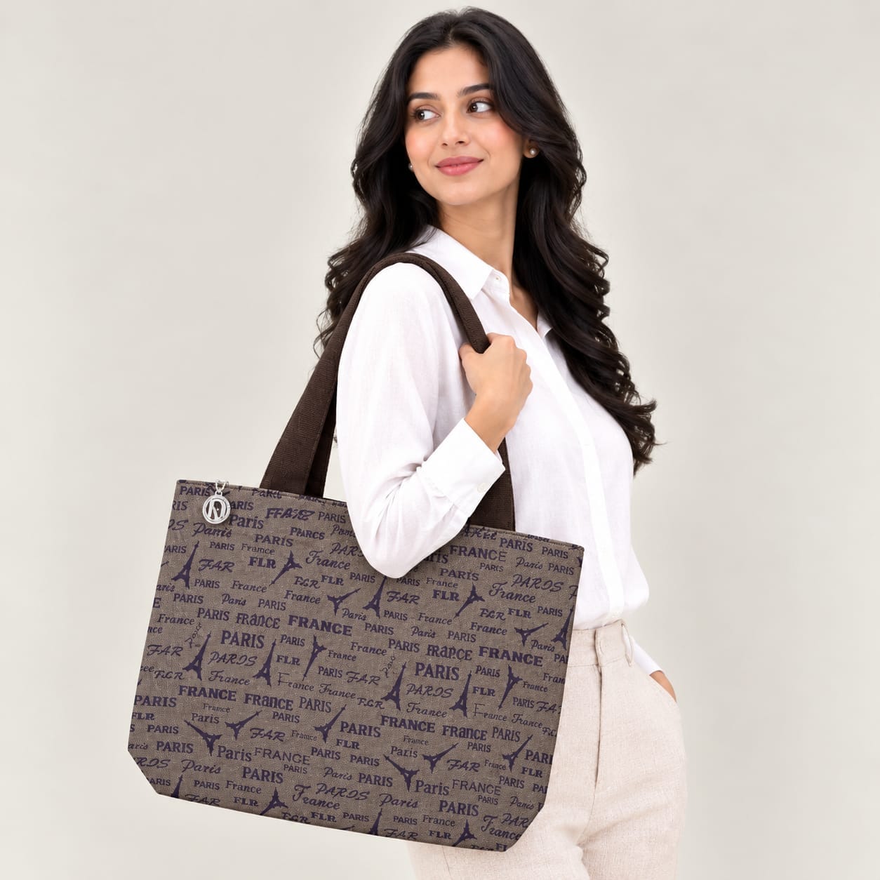 Classic Monogram Tote–Taupe & Deep Purple - Image 2
